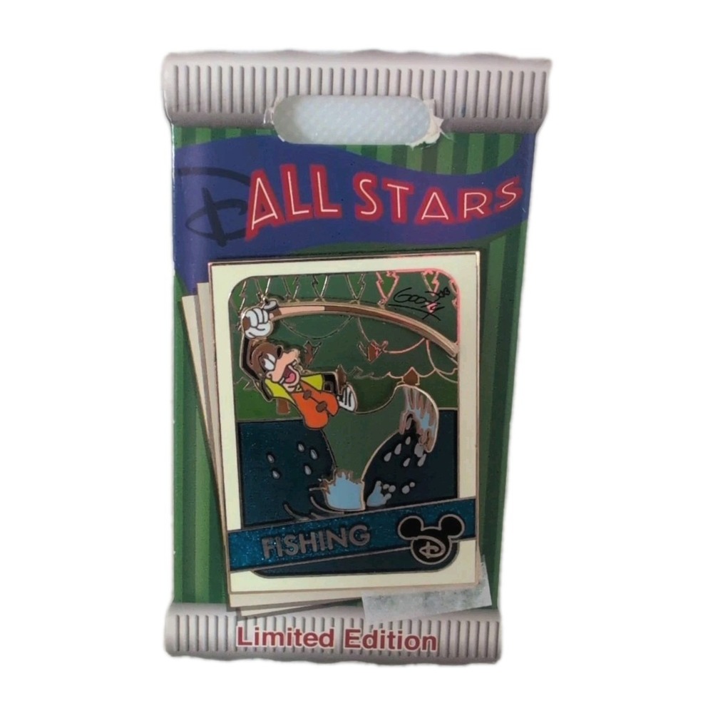 Disney Trading Card Goofy All-Stars Pin Goofy Fishing Pin LE 4000 - New